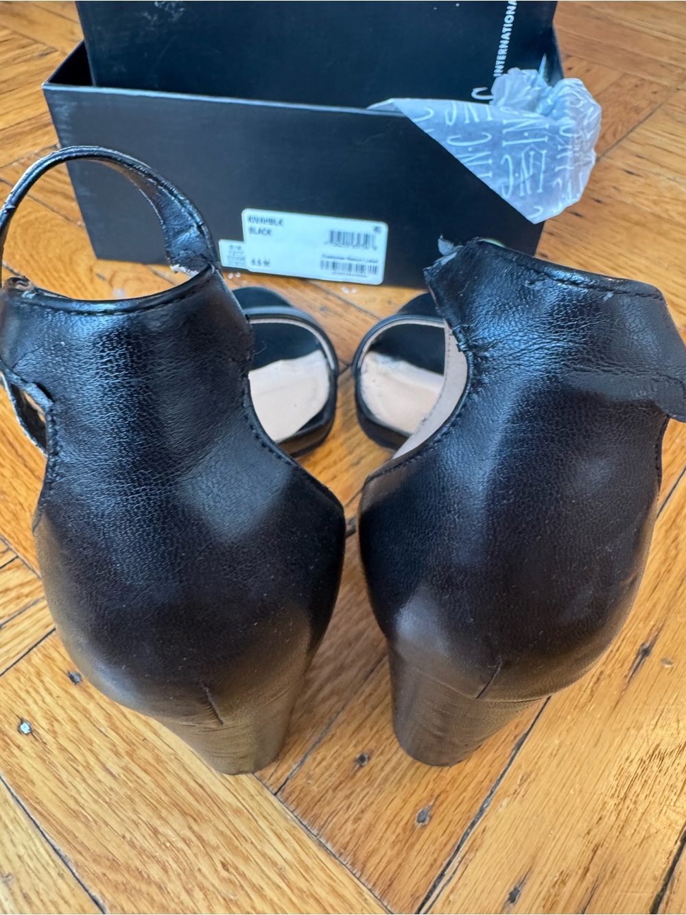 INC International Concepts Black Block Heel Open-Toe Sandals - Picture 6 of 11